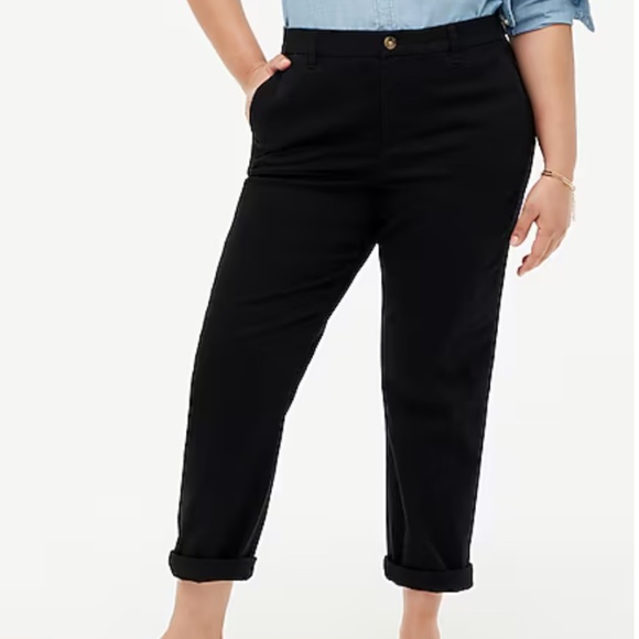NWT J. Crew Factory Womans Black High-Rise Girlfriend Chino Pant SZ 18 - Picture 1 of 7